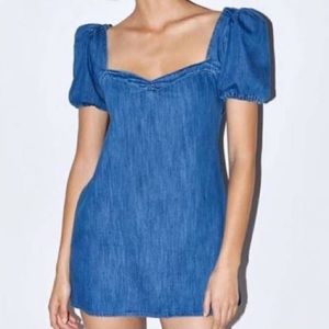 Zara Anna Denim Puff Sleeve Dress